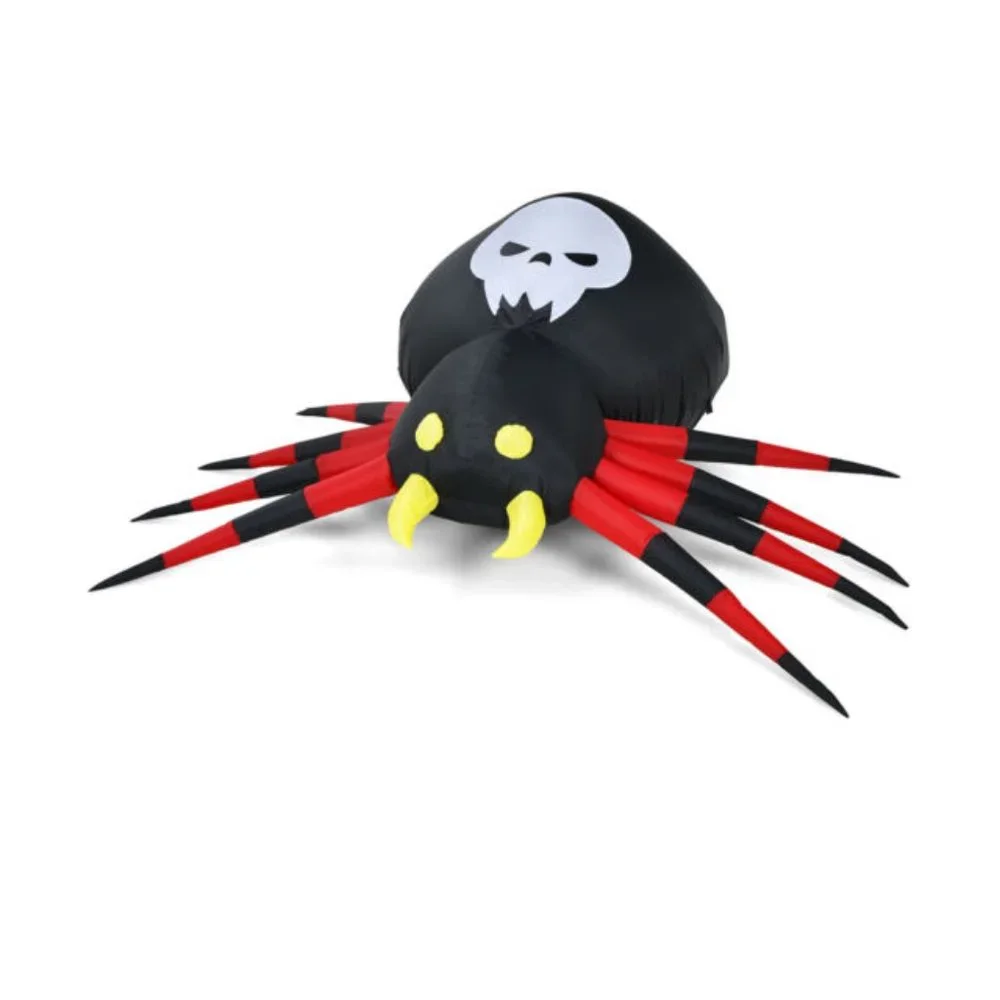 12-Foot Giant Inflatable Spider with White LED Lights - Halloween Blow Up Decor